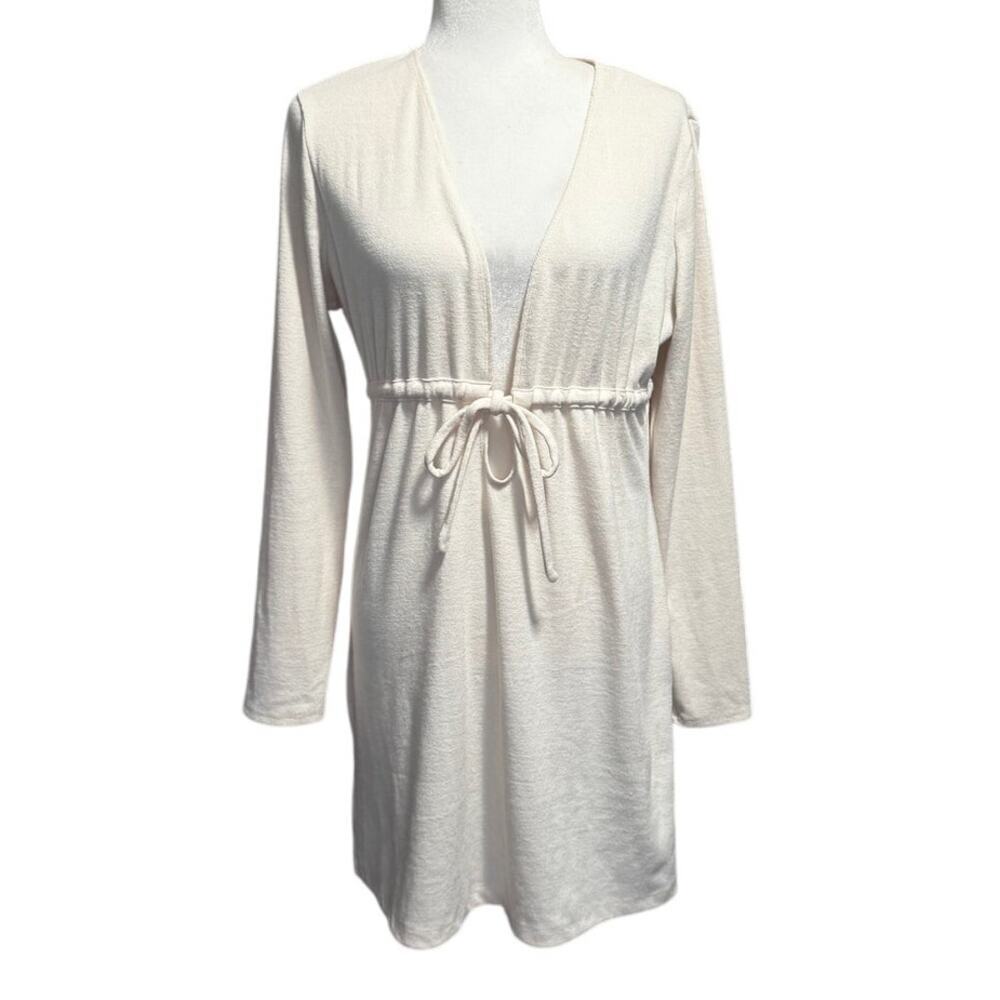 Reformation Karah Tie Dress Cream Long Sleeve Mini XL - Picture 2 of 5